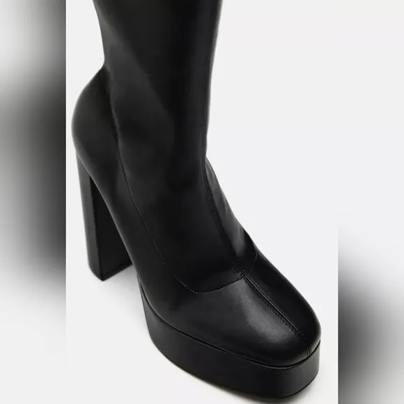 ZARA OVER THE KNEE PLATFORM BOOTS