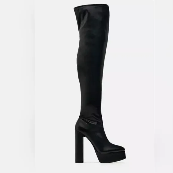 ZARA OVER THE KNEE PLATFORM BOOTS