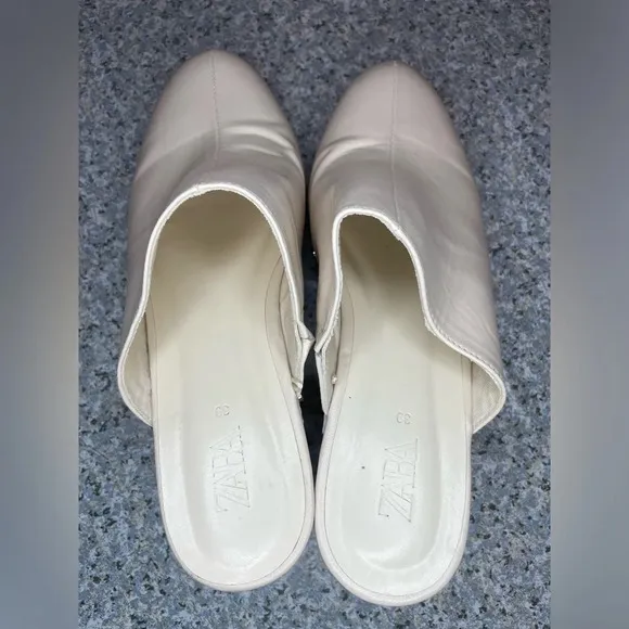 Zara Platform Studded Clogs Mules Chunky Y2K Cream Heel Sandals Shoes 39 US 8