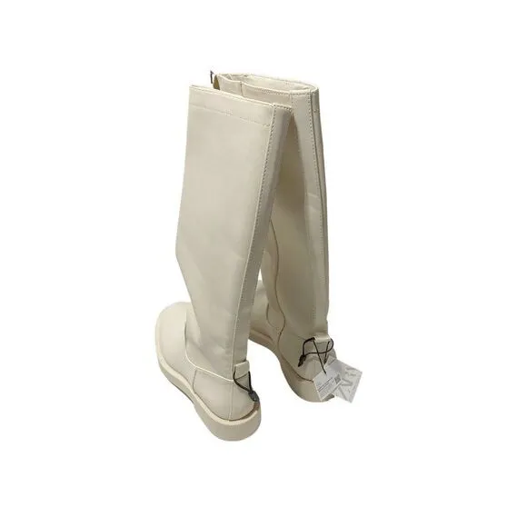 ZARA RUBBERIZED KNEE HIGH BOOTS ECRU