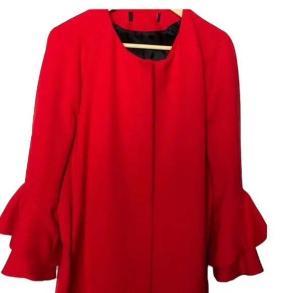 ZARA X-Large true red 3/4 length coat stunning dress up or down 3 season