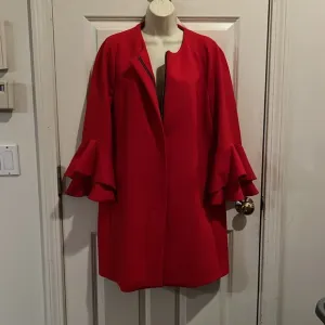 ZARA X-Large true red 3/4 length coat stunning dress up or down 3 season