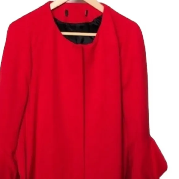 ZARA X-Large true red 3/4 length coat stunning dress up or down 3 season