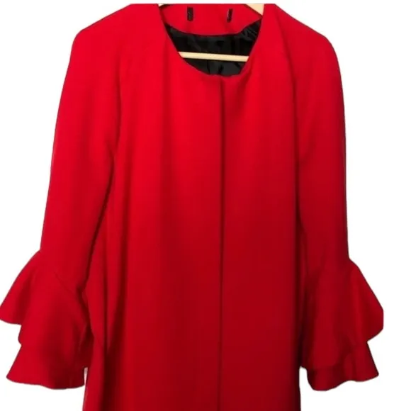 ZARA X-Large true red 3/4 length coat stunning dress up or down 3 season