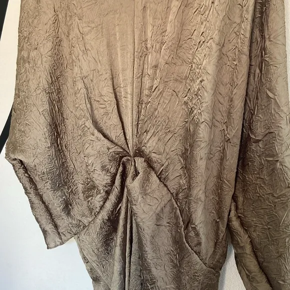 Zara ZW collection crinkle midi dress in khaki green, L