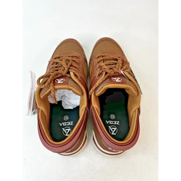 ZEBA Men's Size 10.5 Hands Free Slip-On Brown Walking Shoes Sneakers X-Wide