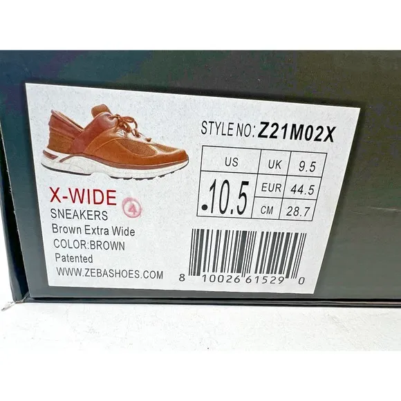 ZEBA Men's Size 10.5 Hands Free Slip-On Brown Walking Shoes Sneakers X-Wide