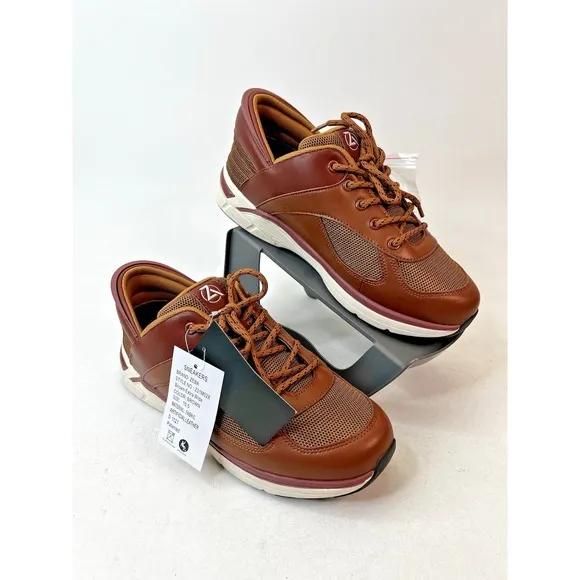 ZEBA Men's Size 10.5 Hands Free Slip-On Brown Walking Shoes Sneakers X-Wide