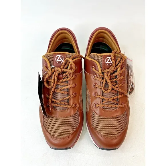 ZEBA Men's Size 10.5 Hands Free Slip-On Brown Walking Shoes Sneakers X-Wide