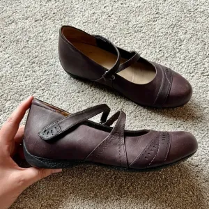 Ziera Shoes Women’s Sz 39.5 M Xray Casual Comfort Mary Jane Brown Leather Flats